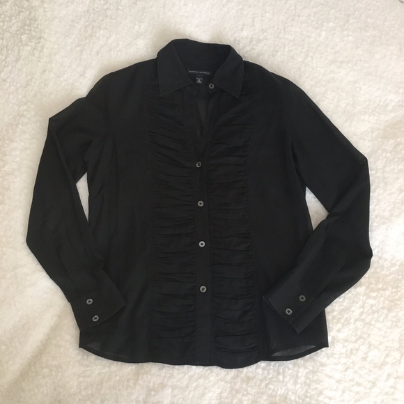 Sheer Ruffle Banana Republic Blouse Black - Picture 5 of 7